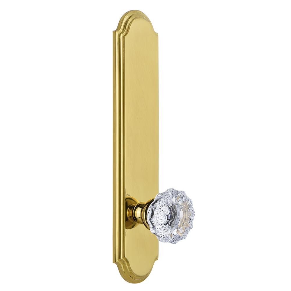 Grandeur by Nostalgic Warehouse ARCFON Arc Tall Plate Privacy with Fontainebleau Knob in Polished Brass